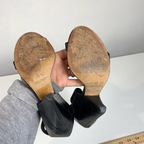 IRO Vero Cuoio Cross Over Elastic Straps Leather Come Heels Black 37 Sandal Pump - Picture 7 of 7